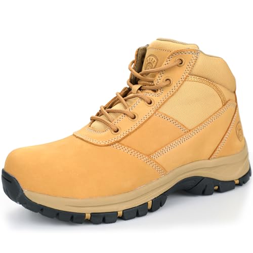 OUXX Mens Work Boots, Side Zipper, Steel Toe Shoes, Anti-Slip Rubber Sole, Puncture-Proof(OX2518)