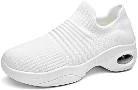 Women's Slip On Breathe Mesh Walking Shoes Women Fashion Sneakers Comfort Wedge Platform Loafers White,8