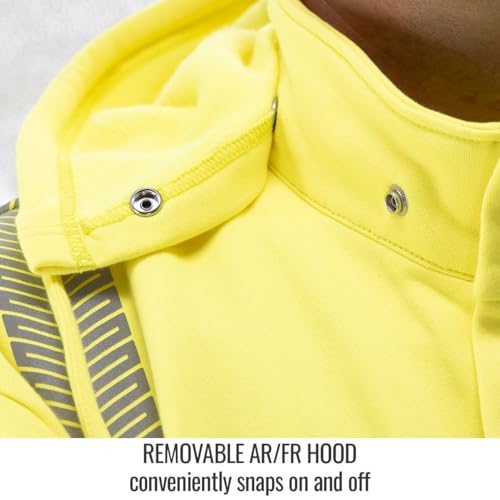 Black Stallion JF2045-HY 12 oz. Hi-Vis AR/FR Cotton Full-Zip Hooded Sweatshirt, Medium