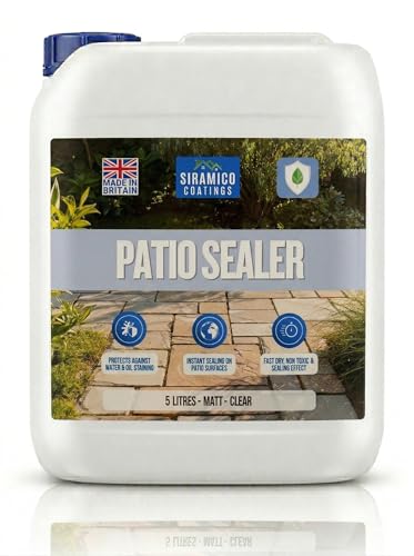 Siramico Coatings Patio Sealer I 5 litres I Matt Finish Patio & Paving Sealer for Indian Sandstone Concrete Brick & Block Paving I Waterproof Stain Resistant Outdoor & Indoor Floor Sealant