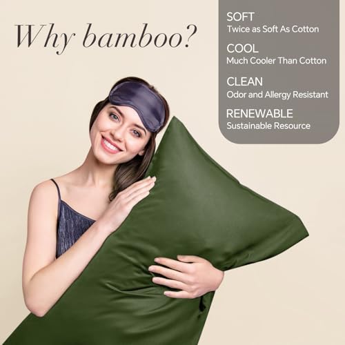 Image of BEDELITE Body Pillow Pillowcase, Rayon from Bamboo, Olive Green, 20 inchx54 inch | Cooling and Breathable Body Pillow Cover for Hot Sleepers & Night Sweats, Silky Soft Full Long Pillow Case, Envelope Closure