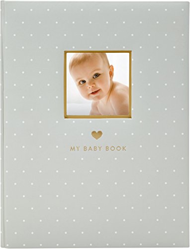 Image of Little Blossoms Baby Keepsake Book, Baby Photo Album, Baby Memory Book, Gender-Neutral Gray Polka Dot