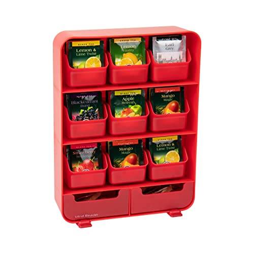 Mind Reader Tea Bag Organizer, Tea Station Organizer, Countertop Storage, Kitchen, Plastic, 10.25"L x 3.25"W x 13.75"H, Red by Mind Reader - Used condition - US$13.92