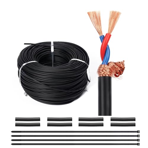 Câble blindé 2 conducteurs 20 AWG cuivre OFC paire torsadée 320Ft pour sécurité et audio