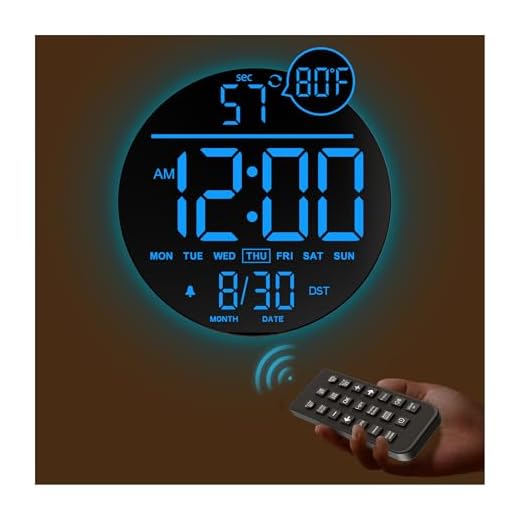 JALL 10 " Large Digital Wall Clock, with Remote Control, Timmer, Dimmer, LED Display, 8 RGB Color