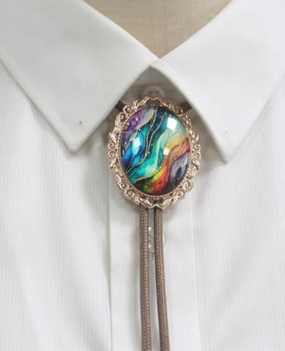 Image of PEARLY JUN Bolo Tie for Women Men Flower Rose Western Cowboy Brown Leather Country Style String Vest Gifts