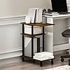 Furinno Turn-N-Tube C Shaped Side Table with Casters, Amber Pine/Black