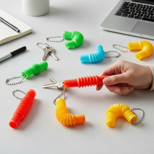 Fun Express 2 1/4" Bulk 48 Pieces Mini Pull-Tube Stretching Plastic Keychains by Fun Express - Image 5