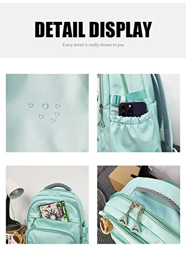 JHTPSLR Preppy Backpack with Plushies and Purse Cute Preppy Backpack Solid Aesthetic Backpack Multi-pockets Backpack Supplies (Pink)2