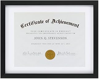 ONE WALL Tempered Glass 11x14 Diploma Frame with 1 Mat Displays 8.5x11 Diplomas