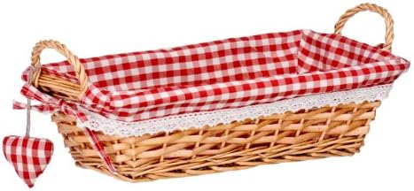 Premier Housewares Picnic Blanket Hamper Baskets For Gifts Picnic Basket Red Gingham Lining Wicker Basket Bread Basket Woven Basket 35 X 17 X 14