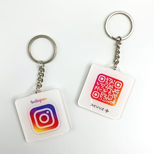 Image of Instagram NFC QR Code Keychain Tag, Tap or Scan to Open Profile, Change Link Anytime, Premium Acrylic 2 Inch, Key Ring Included, Works with iPhone and Android