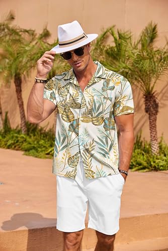 Coofandy Men Wedding Shirts Dress Shirts Short Sleeve Regular Fit Floral Printed Shirt thumb #1