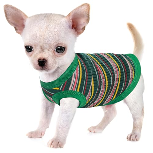 Image of Elevate Your Pet's Comfort and Fashion: Premium 100% Cotton Rib Dog Shirt Vest for Small Breeds Like Chihuahuas, Yorkies, and Puppies .Year-Round Style with Tank-Style Puppy Attire Green X-Large