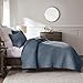 WDCOZY Blue Cross Stitch Twin Size Quilt Set, Striped Lightweight Soft Bedspread, Channel Farmhouse Rustic Coverlet, All Season Country Bedding, Thin Comforter