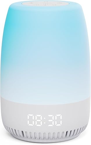 Luz nocturna para bebé, máquina de sonido de ruido blanco para dormir del bebé, luz nocturna de 12 colores para guardería, 19 sonidos de sueño