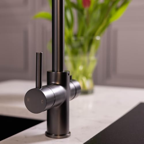 Flode TRE Kitchen Hot Water Tap - 3-in-1 Instant Boiling Water Tap Kit with Boiler and Filter - Gun Metal Finish - Image 2