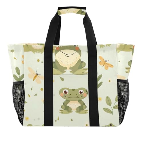 Sac de plage en toile imperméable grand format imprimé grenouille
