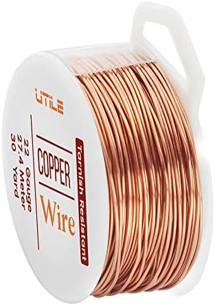 UTILE 22-Gauge Soft 99% Copper Wire, 90 ft /30-Yards, Jewelry, Beading and Craft Wire, Tarnish Resistant for Jewelry Making, Making Hobby Craft, Decorations, Floral Décor - Copper (1 Pack)