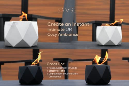 Savge Tabletop Fire Pit - 2+ Hour Burn, Indoor Fire Pit, Smores Roaster, Personal Fire Pit Indoor Outdoor, Smores Maker, Mini Fire Pit, Small Fire Pits Outside, Smokeless (W/Roasting Sticks, Black) #TOP2