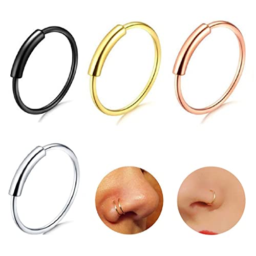CUHZA Anel hipoalergénico de segmento dobrável para o nariz 316L, aro de septum de 8 mm feito de aço inoxidável para homens e mulheres, Aço inoxidável
