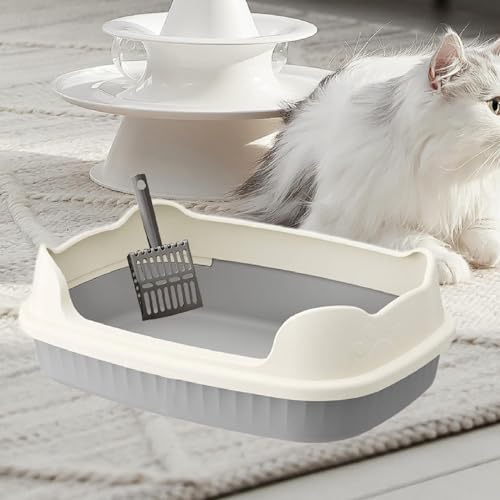 Arenero abierto para gato resistente Gralara gris miniatura 4