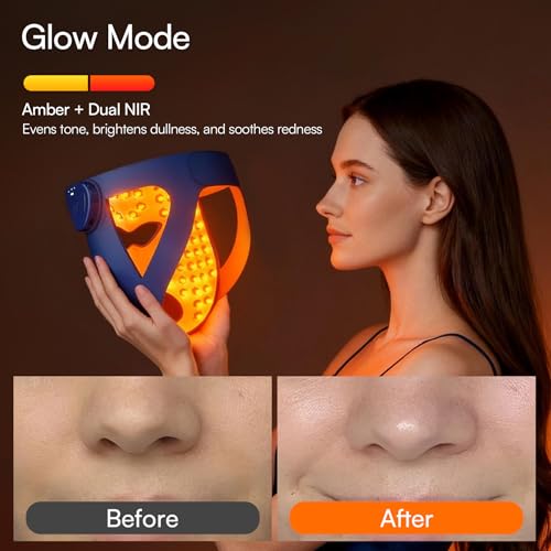 Image of INIA Glow 4D Wireless Red Light Therapy Mask for face - Dual NIR, 320 LEDs, 4 Modes, Under-Eye Cooling, Cordless & Rechargeable LED Face Mask for Home & Travel, Skincare Gifts for Women Mom Wife, Blue