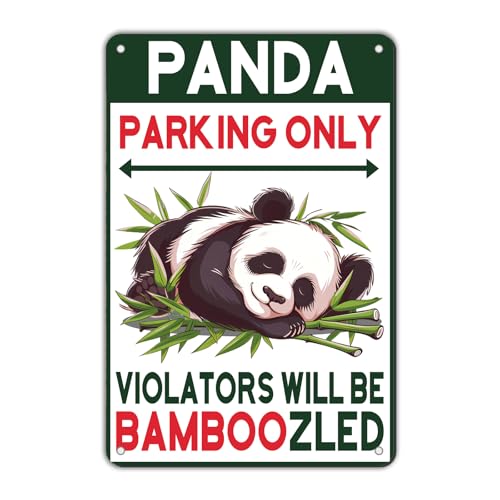 GJXFTPTTBD Panda Metal Sign Funny Parking Only Sign Panda Room Decor for Women Boys for Bedroom Living Room 12 * 8in