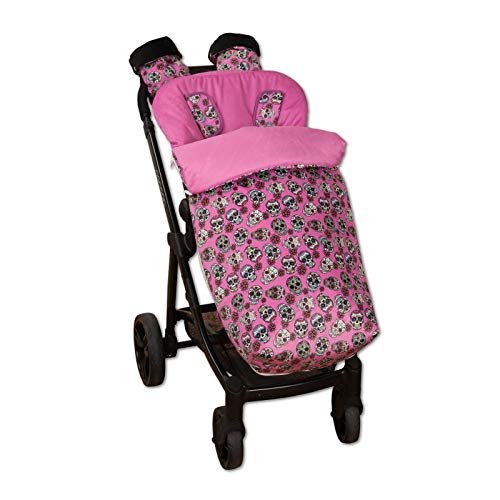 Babyline Lovely Skull - Saco de silla con manoplas, unisex, color fucsia