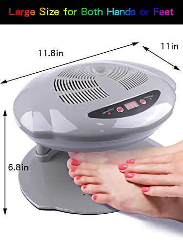 Kalolary Air Nail Dryer, 400W Air Nail Fan Blow Dryer For Nail Polish Intelligent Automatic Sensor Hot & Cold Air Nail Polish Drying Fan Manicure Tool For Home Salon Both Hands And Feet Use(Gray) #TOP6