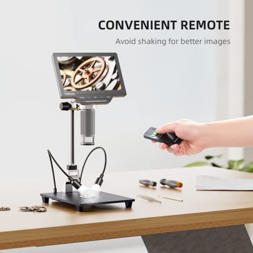 Tomlov 7'' Digital Microscope 1200X,Lcd Digital Microscope For Entire Coin View, Coin Microscope Compatible Mac/Windows, Adults Soldering Microscope With 8 Led, 32Gb Tf Card, Remote Control, Dm201 Se #TOP2