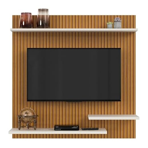 Painel Suporte Para TV 32 Polegadas Smart Plus Nichhos Modelo MADRID (Ripado/OffWhite)