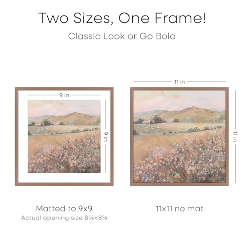 Image of Homeforia 11x11 Picture Frame Mocha, High End Metal 11 by 11 Square Frames with Mat 9 x 9 Opening, 11by11 Poster Frames Matted to 9x9 inch Photo, Wall Hanging Frame, Tempered Glass, Wall Kit, Set of 2