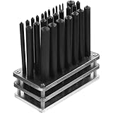 FUOYLOO 28pcs Cylindrical Positioning Punch Set with Base, Metal Transfer Punches for Machine Tool Maintenance...