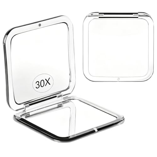 tsejitxin Miroir de Poche Grossissant 30x Double Face 8x8 cm
