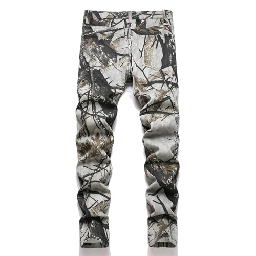 Boy's Skinny Fit Cotton Camo Jeans, Camouflage Printed Fashion Casual Pants2