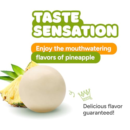 Gumballs for Gumball Machine Refills - 1 Inch Large Bubble Gumballs - Pineapple Flavored Bubble Gum White Gumball - Kids Chewing Gum - Bulk Gum Balls 1.7 Lb - Vending Machine Refill