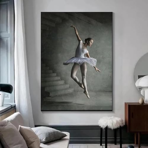 Peintures impressions sur toile de danseuse avec détails monochromes