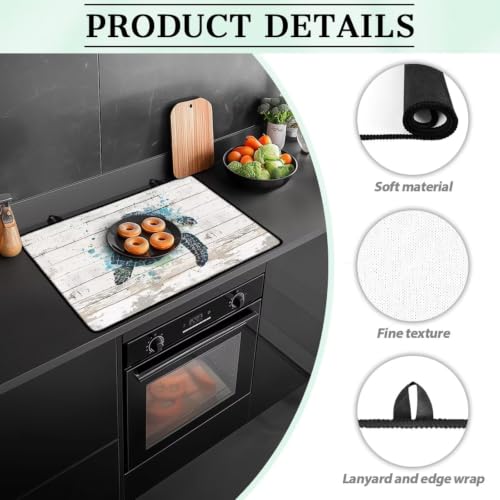 Image of Stove Top Cover for Electric Stove Oil-Proof Range Cover for Glass Ceramic Top Stove Cooktop Protector Cover For Kitchen Decor, 29 x 21 Inch, Sea Turtle Wood Grain