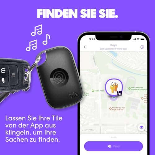 Tile by Life360 Pro - Leistungsstarker Bluetooth-Tracker, Schlüssel- und Gegenstandsfinder für Schlüssel, Taschen und mehr. iOS- & Android-kompatibel. Handy-Finder. 1er-Pack (Schwarz)