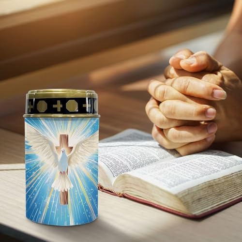 Image of Cross Pattern Solar Garden Light Waterproof Garden Solar Lights for Grave Pathway Dove of Peace Candles Night On Automatically