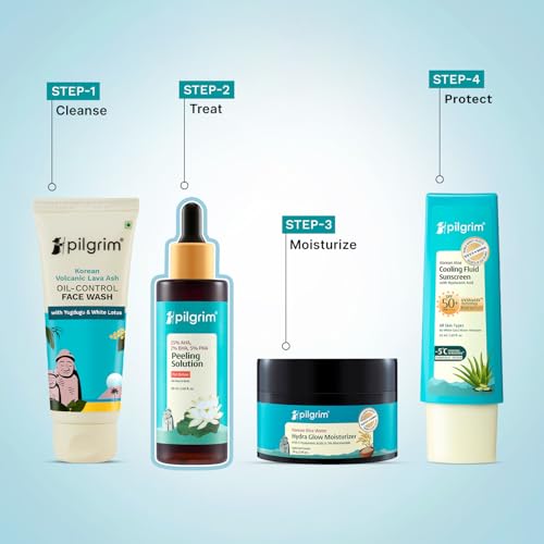 Image of Pilgrim 25% AHA + 2% BHA + 5% PHA Peeling Solution 60ml For Face & Body |10-Minute Facial At Home|Gentle Exfoliating Serum for Tan Removal |For Glowing Skin, Even Skin Tone, Pore Cleansing |Men, Women