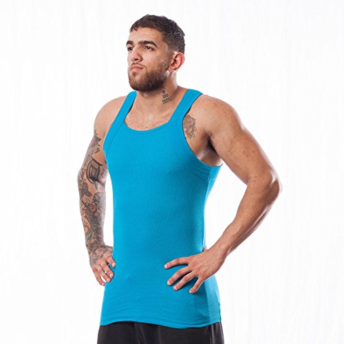 Different Touch Men's G-Unit Style Tank Tops Square Cut Muscle Ribbed Underwear Shirts (L, 6 Pack (Assorted))