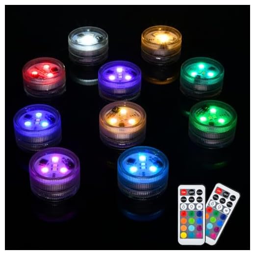imodomio Mini Submersible Led Lights with Remotes, Waterproof RGB Color Changing Led Tea Lights Battery Powered, Small Led Light for Vase, Fish Tank, Hot Tub, Party, Halloween, Wedding Decor(10pcs)