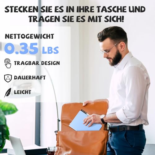 AGM Mini Whiteboard Blau, Tragbar A5 Memoboard Klein Doppelseitiges Schreiben Whiteboard Kein Magnet, 15 x 21 cm Harte Schale für Büro, Schule, Zuhause - inkl. 1 Marker mit Radierspitze