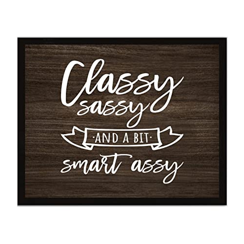 Plaque murale bois Classy Sassy cadre blanc 40x50 cm cadre déco salon affiche humour