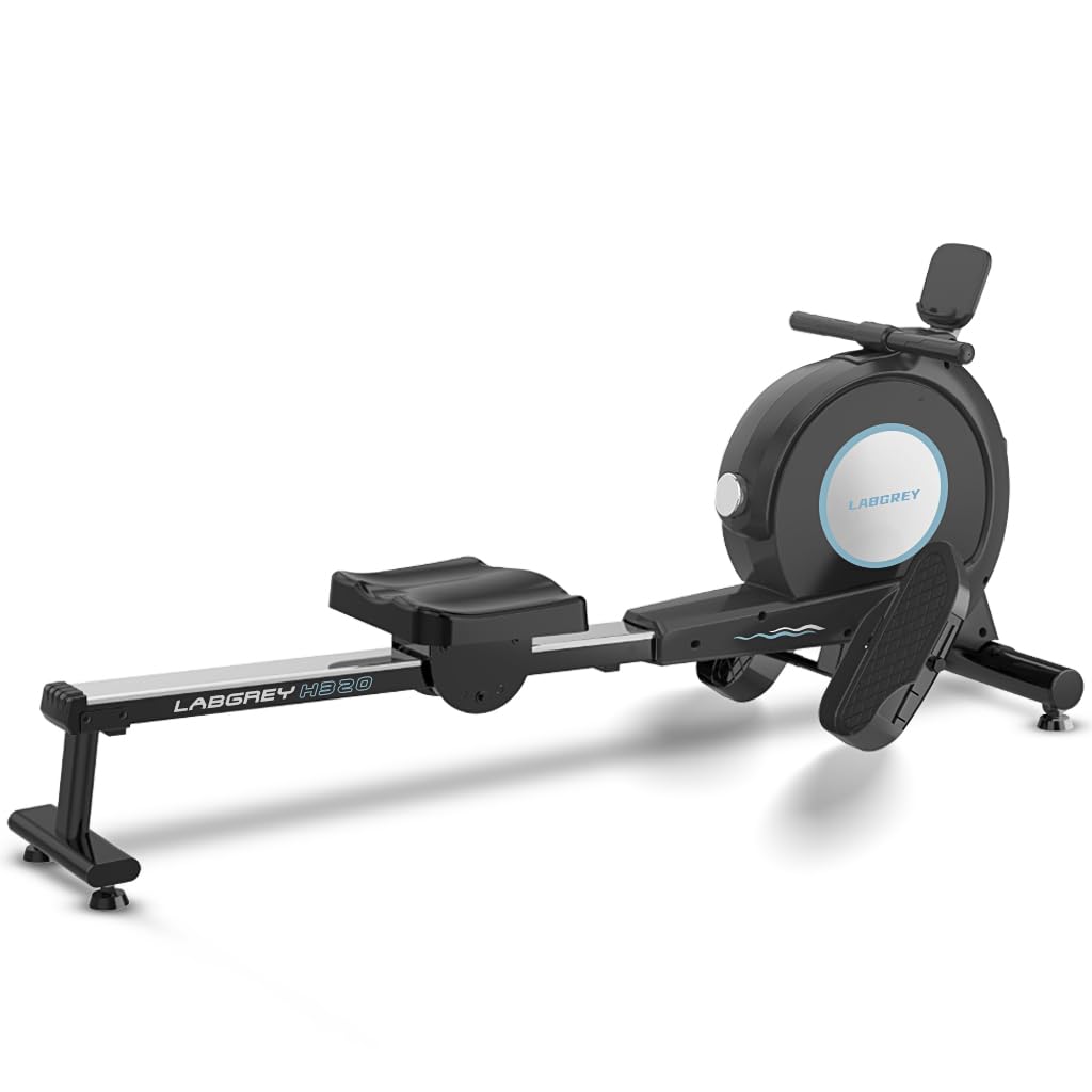 LABGREY Rameur Magnétique D'appartement, Rameur Bluetooth, Écran LCD, Silencieux, Capacité Maximale 158 kg, Idéal pour l’Entraînement Cardio à Domicile
