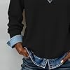 T Shirts for Women UK, Women's Denim Patchwork Sweatshirt Pullover Long Sleeve V-Neck Shirt Blouse Button Down Shirts Trendy Ladies Blouses Tops Casual Lightweight Spring Fall Outfits​ #2
