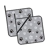 Black and Gray Dog Paw Prints Pot Holders Set of 2 Kitchen Heat Resistant Potholder for Microwave Co