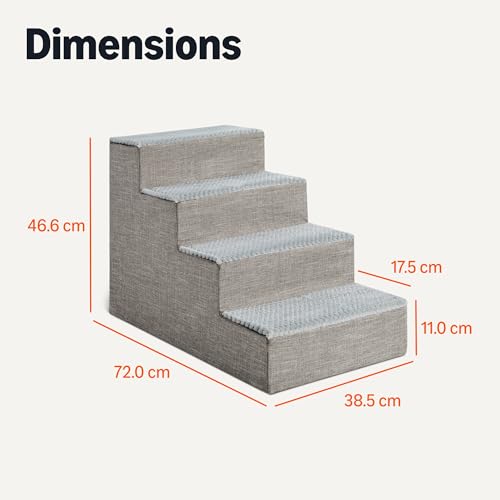 Amazon Basics Dog Steps,46.7 cm H, 4-Step Dog Stairs for High Bed Couch and Sofa, Non-Slip Bottom Pet Stairs for Indoor Dogs and Cats, Grey - Image 6